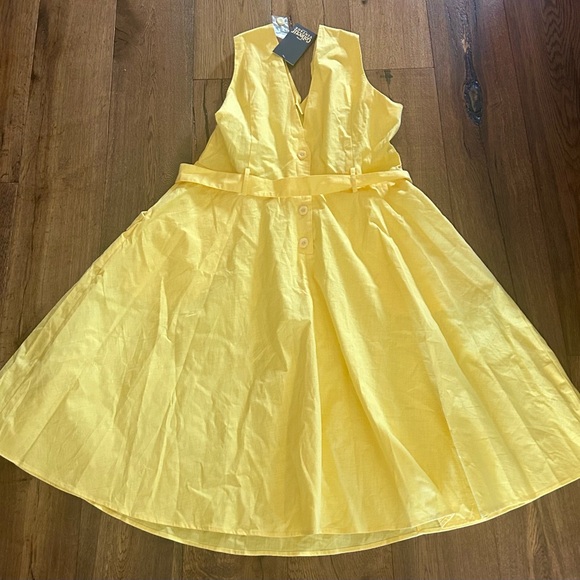 Collectif Yellow 50s Mavis Swing Dress - Picture 3 of 3